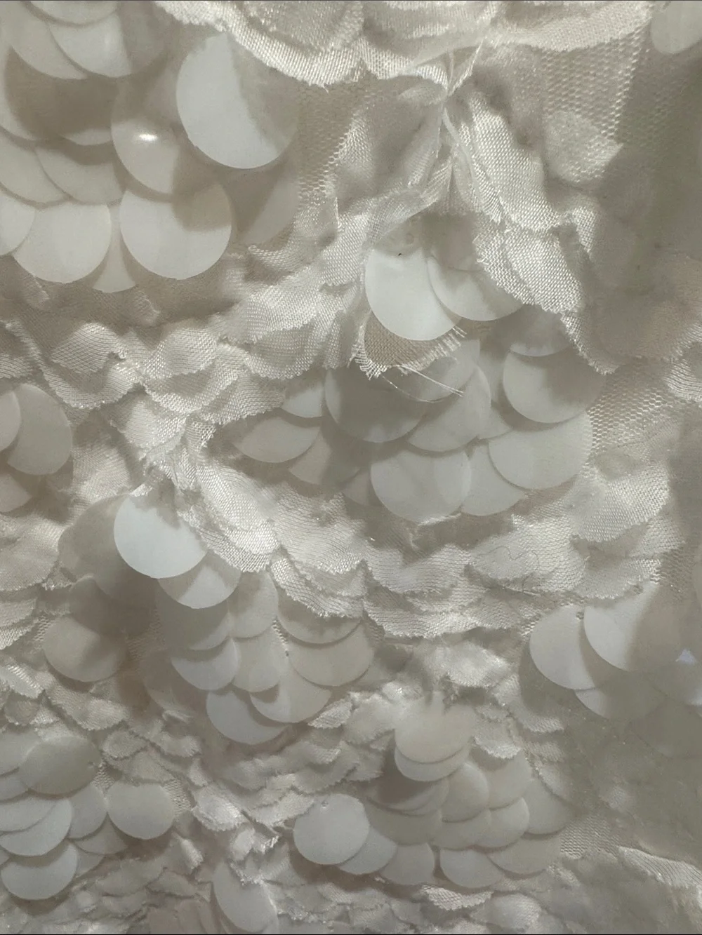 White Sequin Mini Dress with Spaghetti Straps - Picture 2 of 4